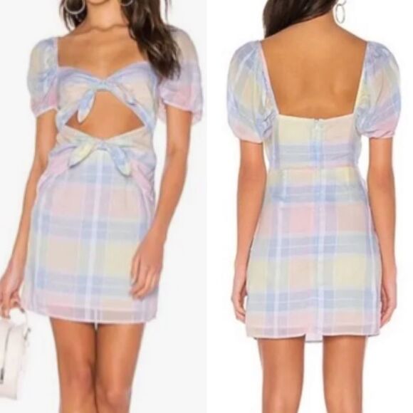 Lovers + Friends Corbin Mini Dress Open Stomach Bow Pastel Barbiecore Size S - Picture 1 of 15